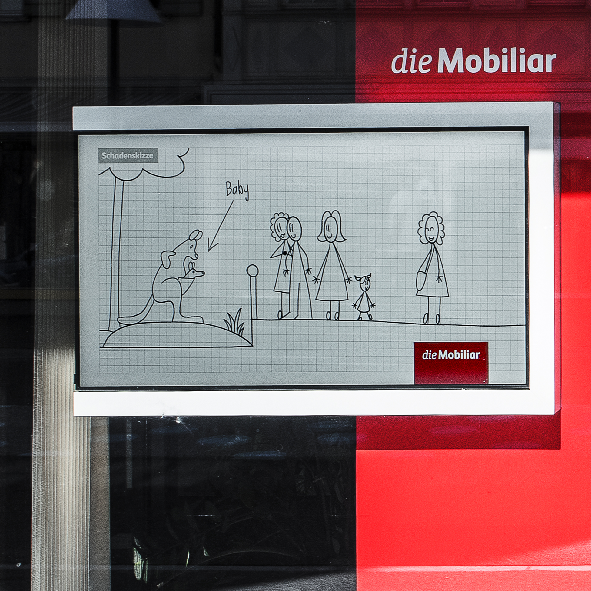die Mobiliar Schaufensterauftritt TV-Stele